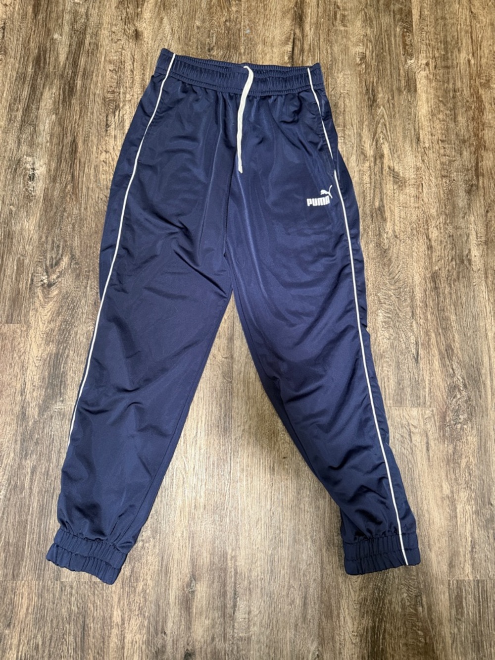 Puma Navy Track Pants with White Piping
